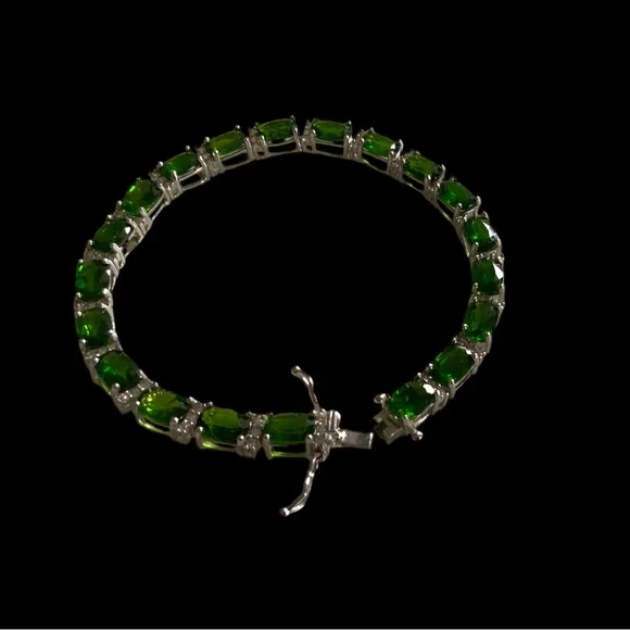 DK925 Stainless steel Emerald Green Tennis Bracelet